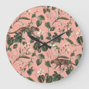 Tropische Orchidee, Schmetterlinge: exotische Wass Große Wanduhr