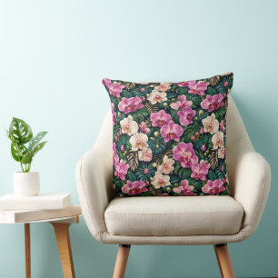 Tropische Orchideen-Botanische Eleganz Kissen
