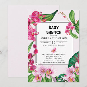 Tropische Orchideen Pink Florale Babyparty Einladung