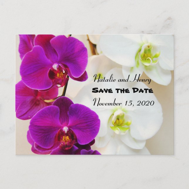 Tropische Orchideen Save the Date Ankündigungspostkarte (Vorderseite)
