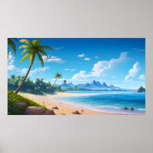 Tropische Ozeaninsel Sandstrand Ufer  Poster