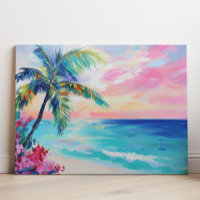 Tropische Ozeansonnenuntergangs-Kunst, Palme