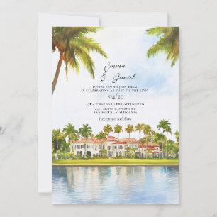 Tropische Palm Beach Hochzeits-Einladung Einladung