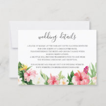 Tropische Palm-Blätter Hochzeitdetails Beipackkart