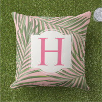 Tropische Palm-Blätter Rosa Monogramm