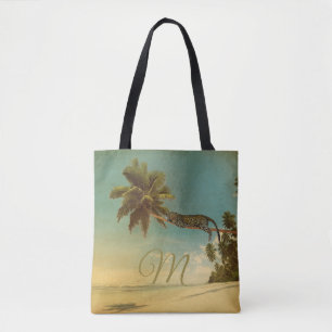 Tropische Palm Leopard Vintage Elegante Monogramm