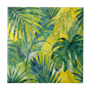 Tropische Palm Monstera Dschungelblätter Fliese