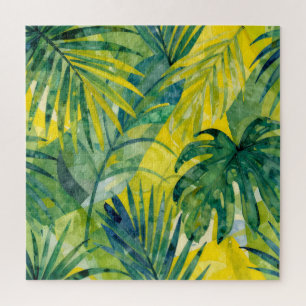 Tropische Palm Monstera Dschungelblätter Puzzle