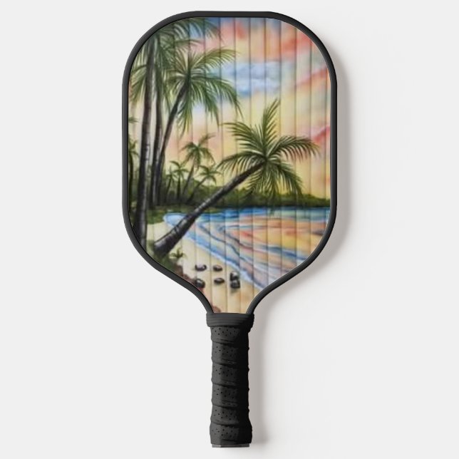 TROPISCHE PALMBÄUME STRANDSTRÄNDE PICKLEBALL SCHLÄGER (Vorderseite)