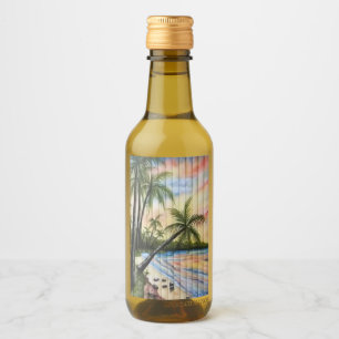 TROPISCHE PALMBÄUME STRANDSTRÄNDE WEINETIKETT