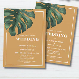 Tropische Palmblatt Monstera Hochzeitseinladung Einladung