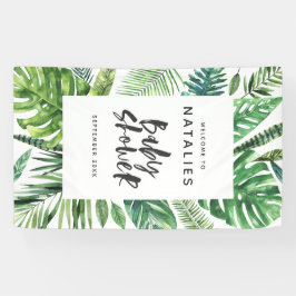 Tropische Palmblatt- u. Skript-Babyparty Banner