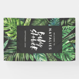 Tropische Palmblatt- u. Skript-Babyparty Banner