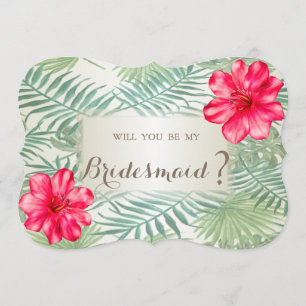 Tropische Palmblätter ,Hibiskus  Brautjungfer Kart Einladung