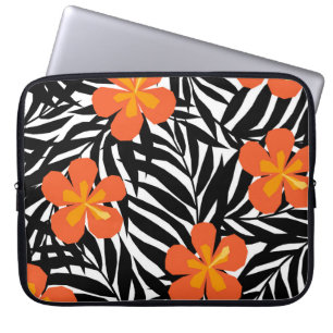 Tropische Palmblätter im Vintage-Applikationsstil. Laptopschutzhülle