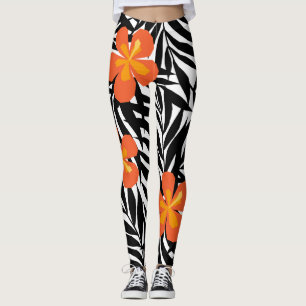 Tropische Palmblätter im Vintage-Appliqué-Stil. Leggings