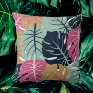 Tropische Palmblätter in Rosa & Blau Dekorativ Kissen