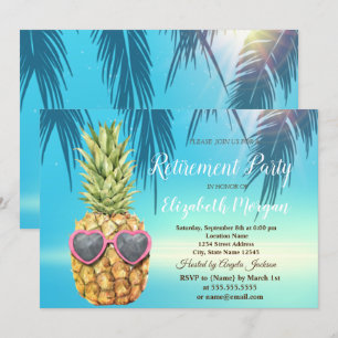 Tropische Palmblätter Kühle Ananas Ruhestand Einladung