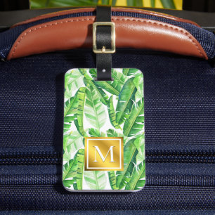 Tropische Palmblätter-Monogramm Gepäckanhänger