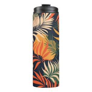 Tropische Palmblätter: Nahtloser Vintage-Stil Thermosbecher