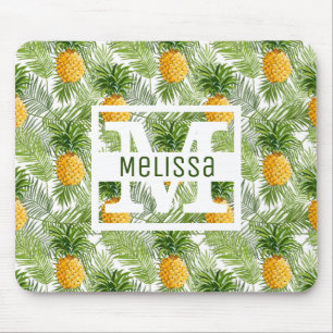 Tropische Palmblätter u. Ananas   addieren Ihren Mousepad