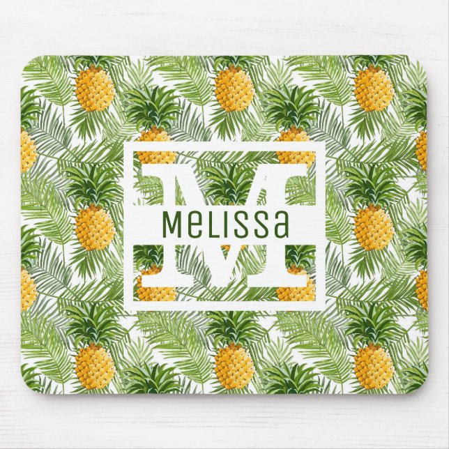 Tropische Palmblätter u. Ananas | addieren Ihren Mousepad (Vorne)