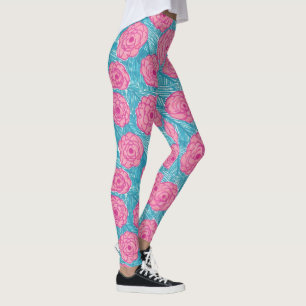 Tropische Palmblätter und Blumen-Leggings Leggings