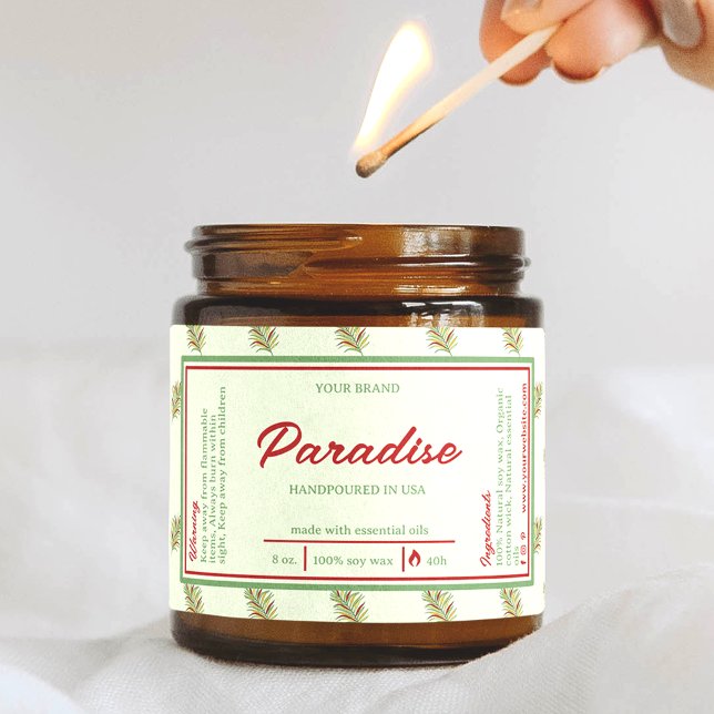 Tropische Palme-Blätter umhüpfen Kerzen-Label Rechteckiger Aufkleber (Von Creator hochgeladen)