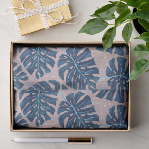 Tropische Palme Blau Grau Seidenpapier
