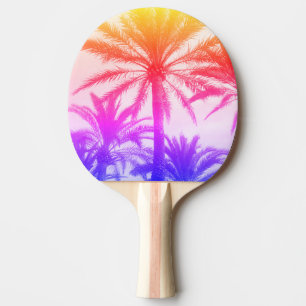 Tropische Palme im Retro-Neon der 80er Jahre Tischtennis Schläger