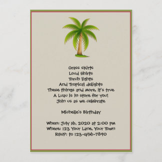 Tropische Palme Luau Party Einladung