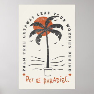 Tropische Palme Strand Stimmung Sommer Sonne Retro Poster