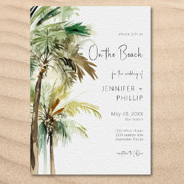 Tropische Palmen am Strand Moderne Hochzeit Einladung