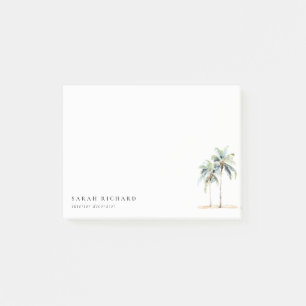 Tropische Palmen an der Küste Wasserfarbe Blau Grü Post-it Klebezettel