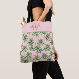 Tropische Palmen auf rosa Monogramm