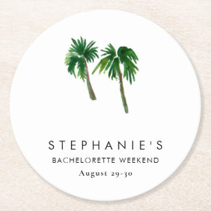 Tropische Palmen Bachelorette Runder Pappuntersetzer