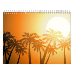 Tropische Palmen bei Sonnenuntergang Kalender