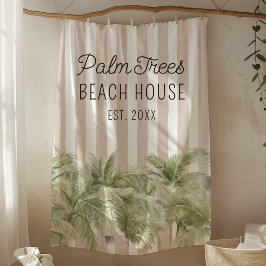 Tropische Palmen, Beige Streifen Beach House Fleecedecke