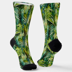 Tropische Palmen-Blätter für Grüne und Aquamarine Socken
