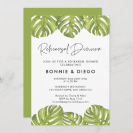 Tropische Palmen Blätter Hochzeit Probe Dinner Einladung