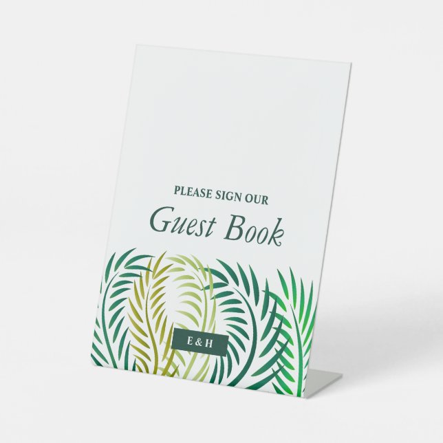 Tropische Palmen-Blätter, Hochzeiten am Strand Sockelschild (Vorderseite)