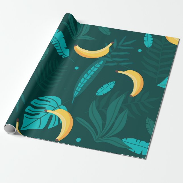 Tropische Palmen Blätter Nahtlose Muster. Bananens Geschenkpapier (Ungerollt)