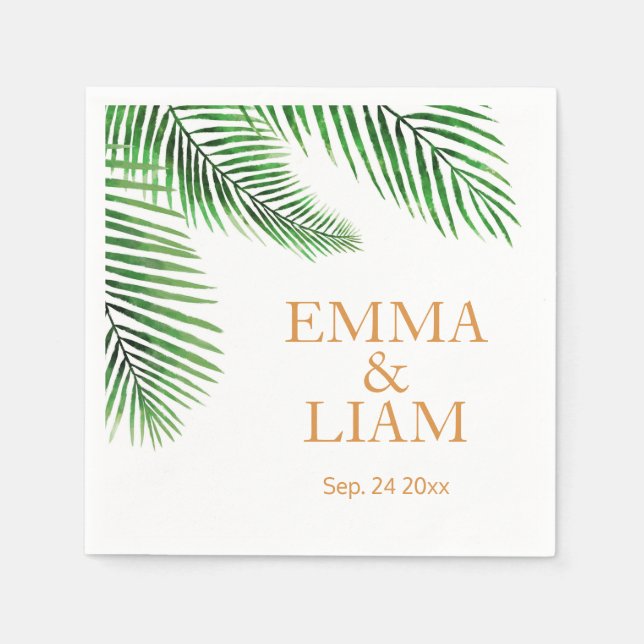 Tropische Palmen-Blätter Serviette (Vorderseite)