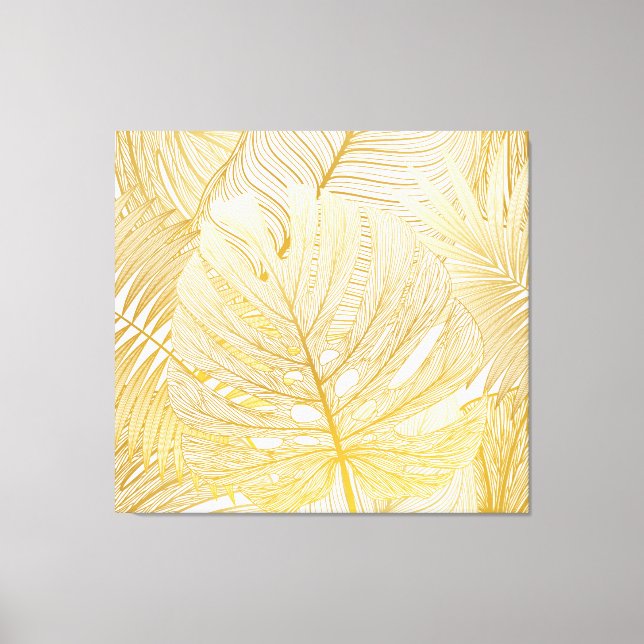Tropische Palmen Blätter: Vintages Muster. Leinwanddruck (Vorderseite)