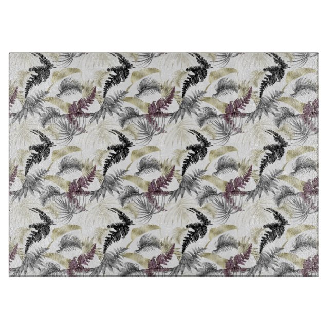 Tropische Palmen, frisch im Wein und schwarz Schneidebrett (Vorderseite)