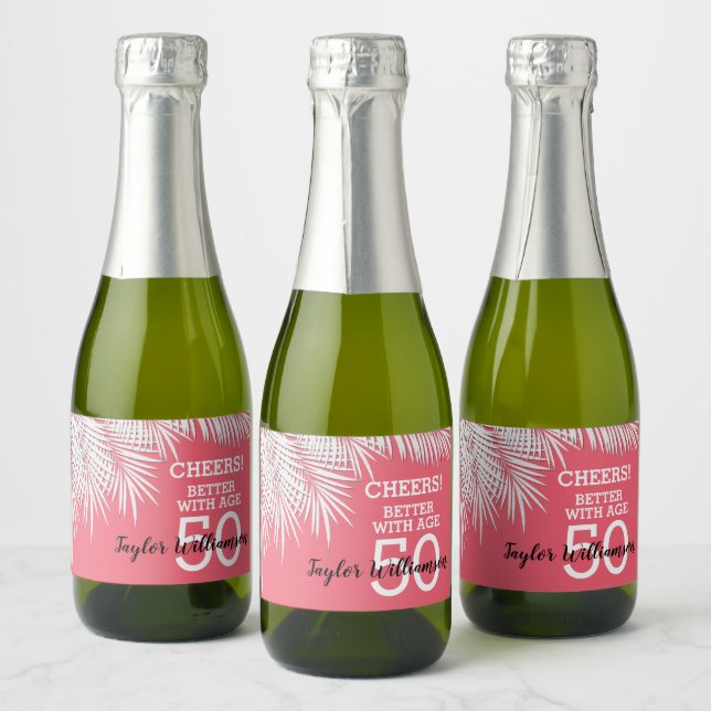 Tropische Palmen Geburtstag Pink Mini (Flaschen)
