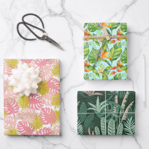 Tropische Palmen Geschenkpapier Set