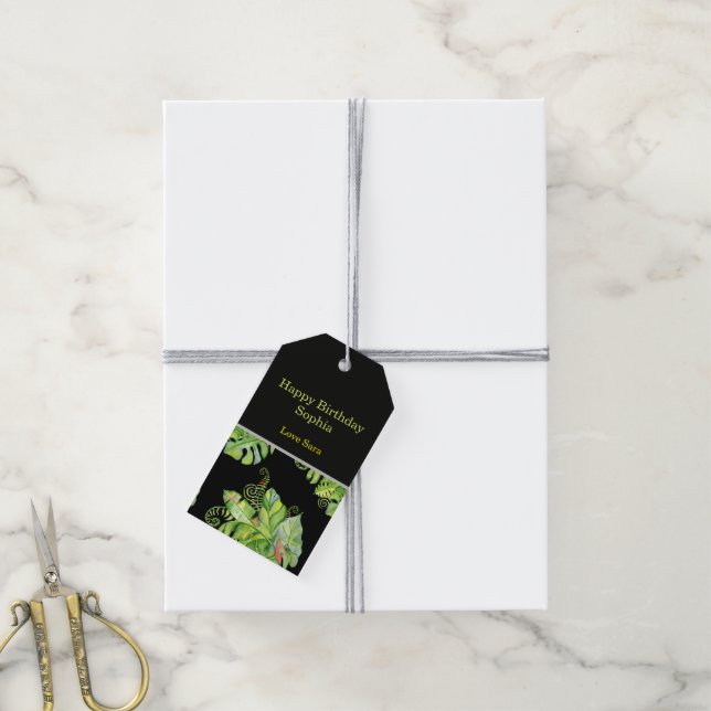 Tropische Palmen Grün  Geschenkanhänger (Mit Garn)