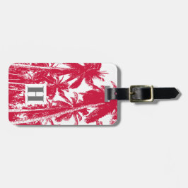 Tropische Palmen in Rot und Weiß Gepäckanhänger