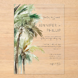 Tropische Palmen Moderne Hochzeit Acryleinladungen